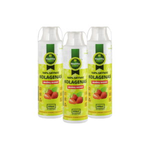 kolagenas Set: Collagen strawberry flavor, 100% pure HEALTHY CHOICE, 500ml (3 pcs.)