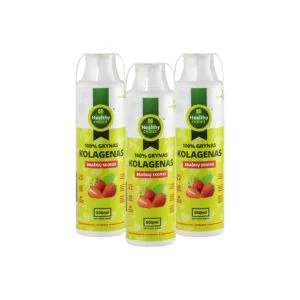 kolagenas Set: Collagen strawberry flavor, 100% pure HEALTHY CHOICE, 500ml (3 pcs.)