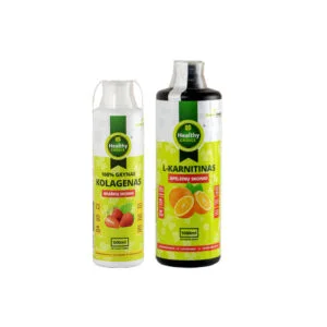 rinkinys Set: L-Carnitine orange flavor + 100% pure collagen strawberry flavor